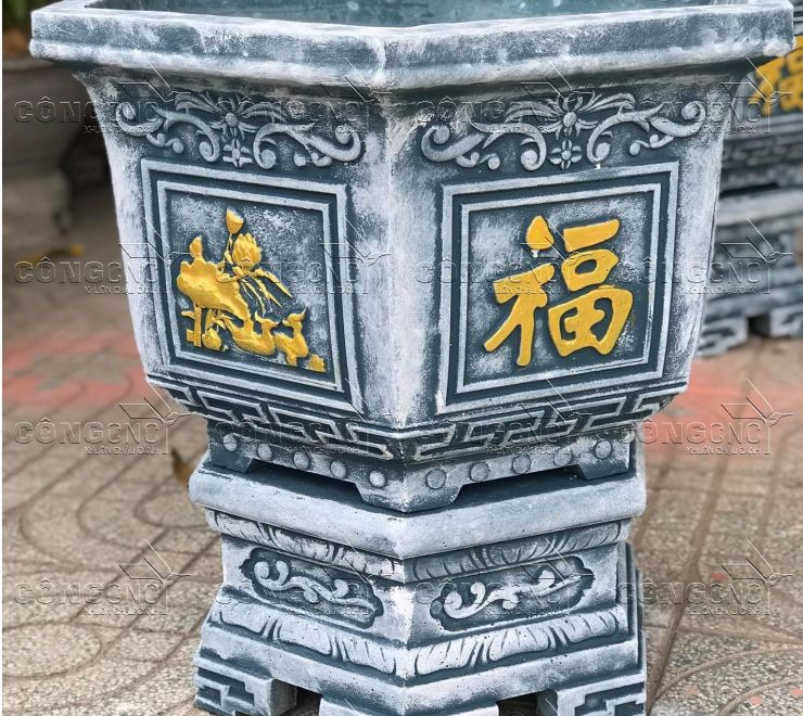KHUÔN ĐỔ CHẬU LỤC GIÁC 38 CAO 28