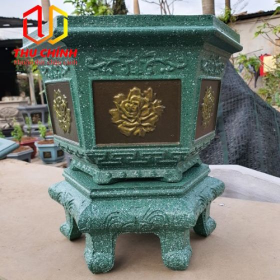 Khuôn Chậu Mini ABS Lục Giác 30 kèm chân đôn kỉ mẫu hoa hồng